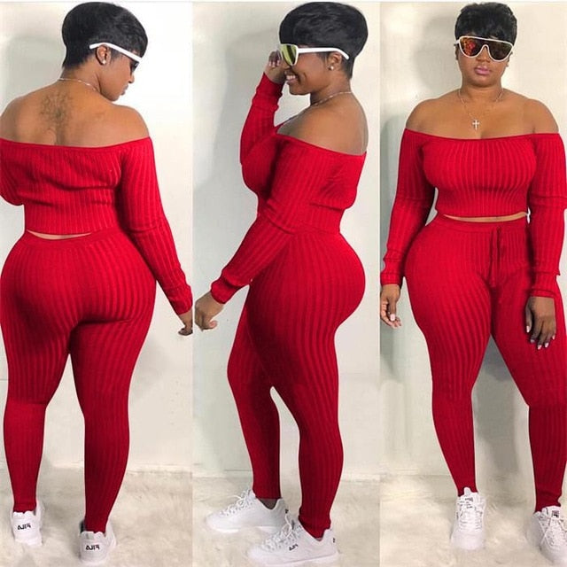 BLUE RIBBED 2 PIECE SET