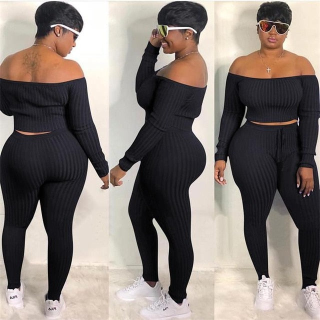 BLUE RIBBED 2 PIECE SET