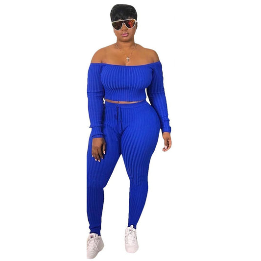 BLUE RIBBED 2 PIECE SET