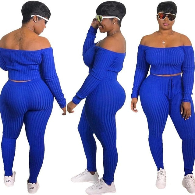 BLUE RIBBED 2 PIECE SET
